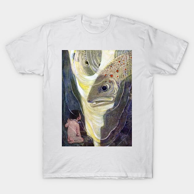Tom and the Salmon by Jessie Willcox Smith T-Shirt by vintage-art